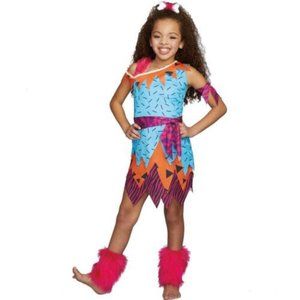 Girls Stone Age Sweetie Pre-Historic Halloween Costume Dress Size Large (10-12)